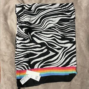 Zebra Print Scarf with Rainbow Stripe